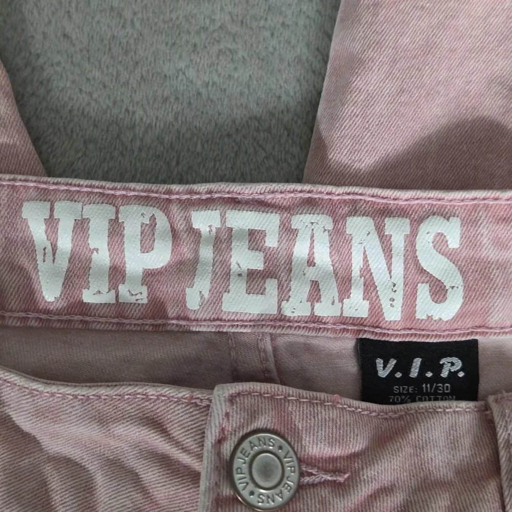 VIP Jeans Jeans Juniors 11/30 Pink Light Wash Mid Rise Cargo Straight Stretch